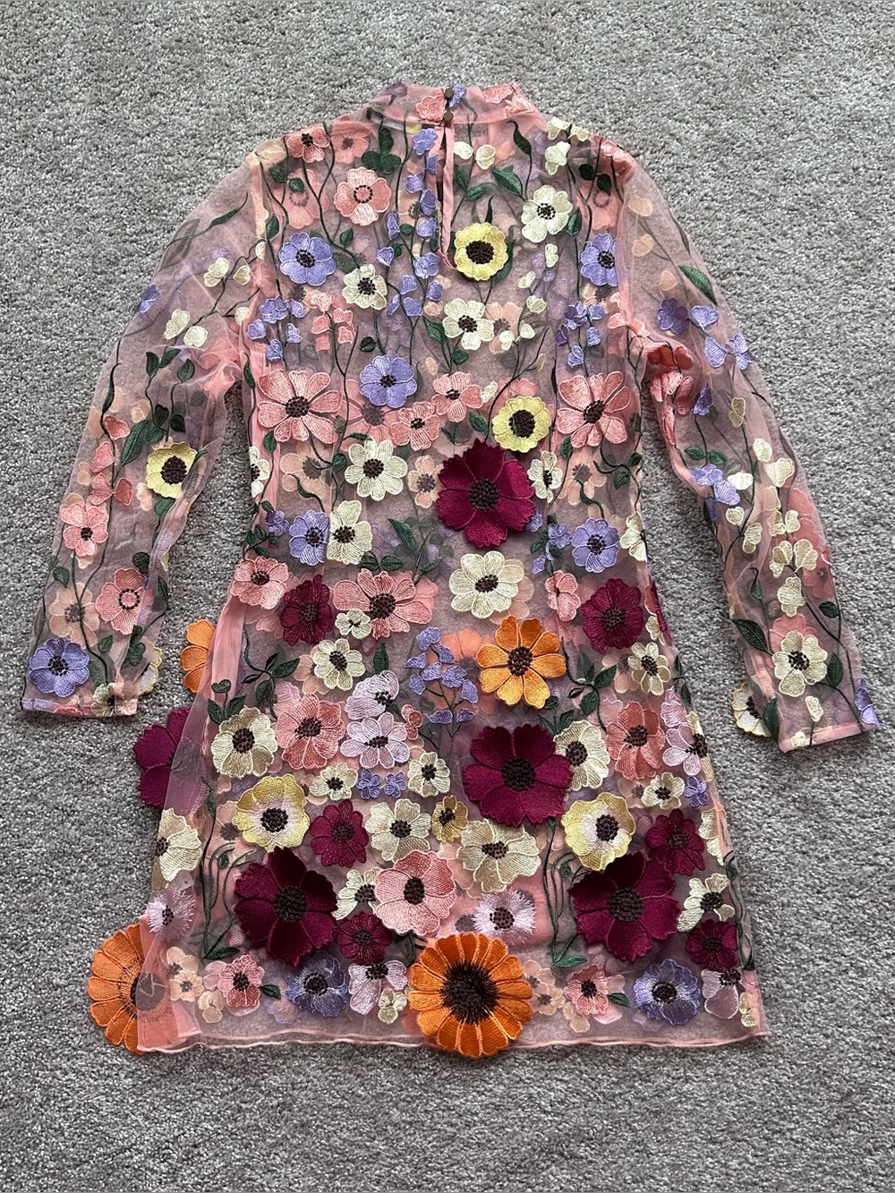 Finesse Floral Mesh Dress M Taylor Swift Inspired Grammy Look Embroidered Sheer - Picture 13 of 14